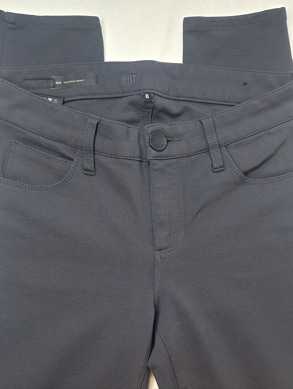 KUT from the Kloth Mia Toothpick Skinny Pants Charcoal Gray Ponte Knit Size 0
